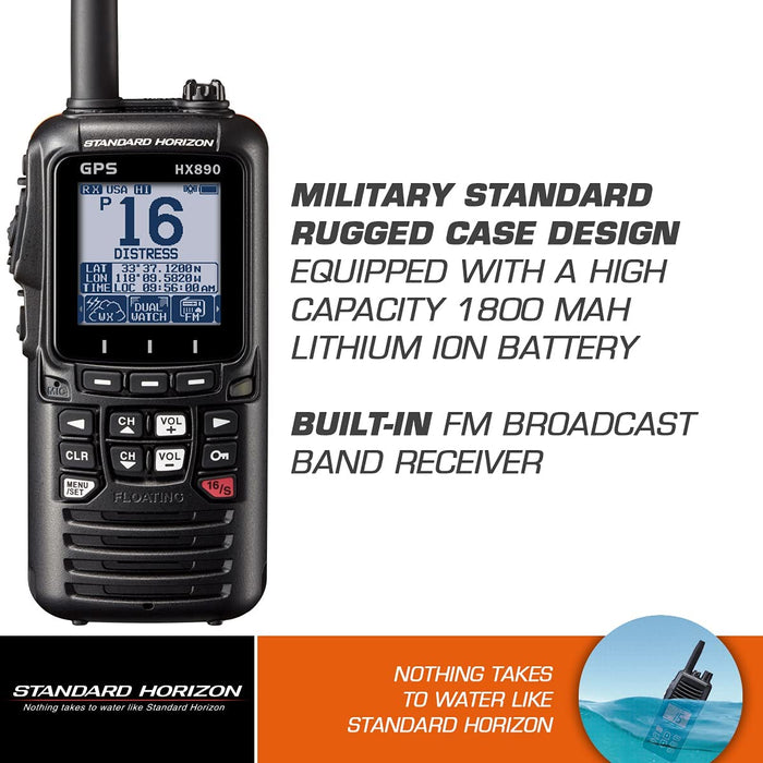 STANDARD HORIZON HX890BK VHF-HH, 6 Watt, with GPS and FM