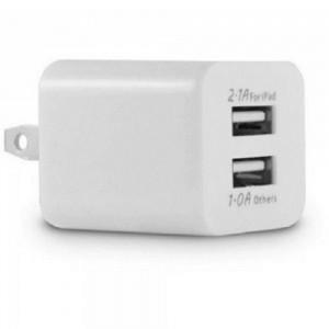 Dual Port USB Travel/Wall Charger Power Cube | 2.1 Amp & 1.0 Amp | Bulk